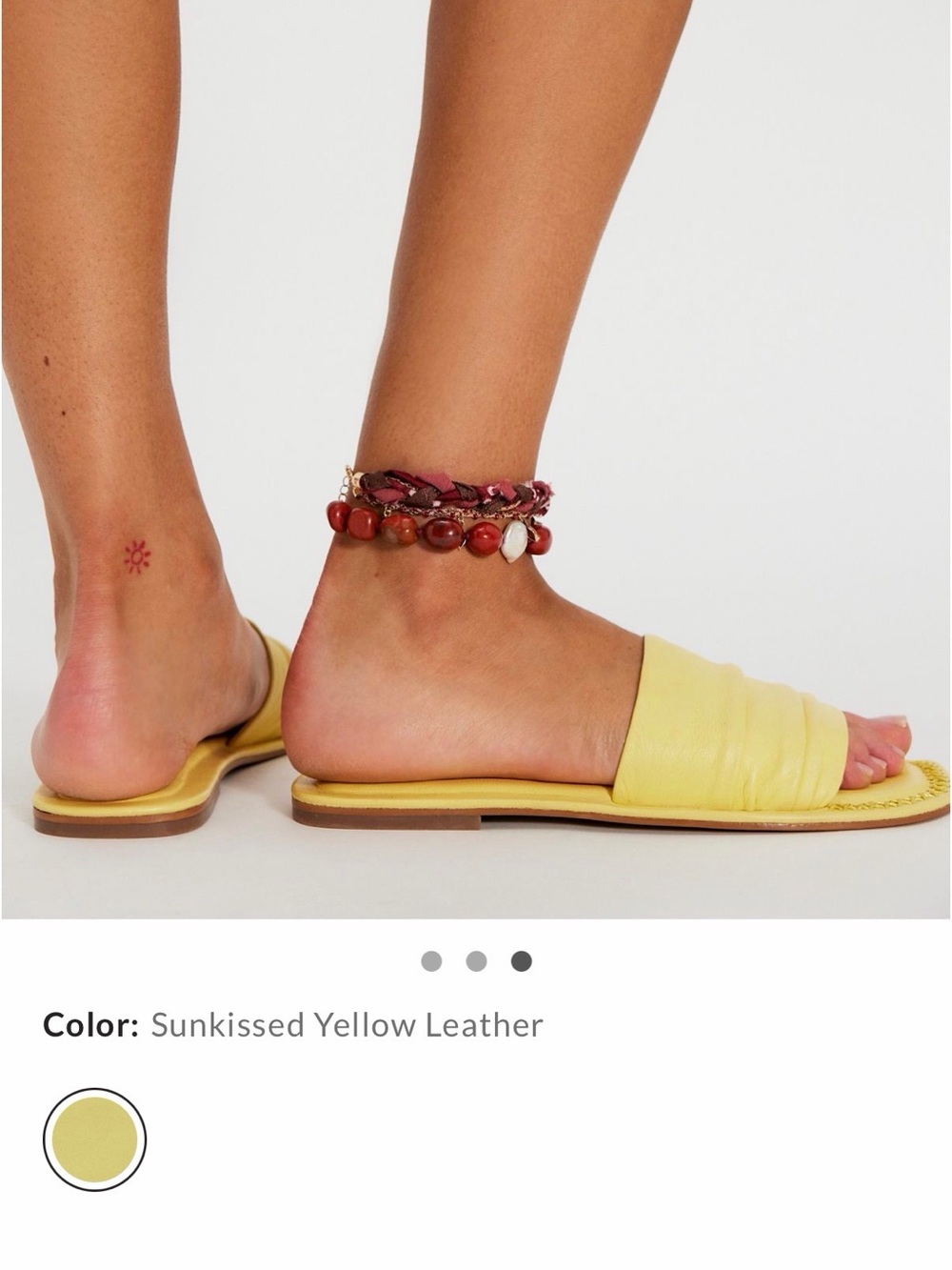 NWT Free People Evelyn Slip On Sandals – Sunkissed Yellow Leather Size 7.5 NIB - Picture 4 of 4
